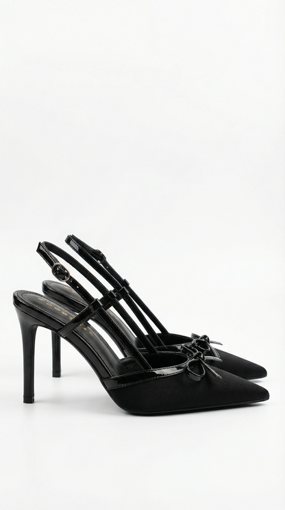 Rebecca Satin Bow Court Heels